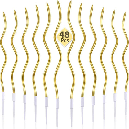 12/48pcs/1case Birthday Candles Spiral Cake Candles Long Thin Cake Candles For Wedding Party And Cake Decoration