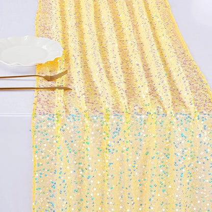 Glitter Iridescent Sequin Table Runner,Soft Wedding Dining Table Decoration For Bridal Baby Shower Girl Birthday Wedding Party