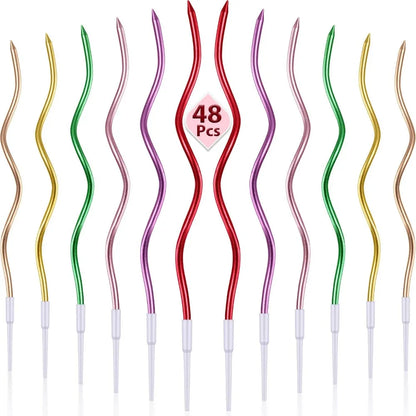12/48pcs/1case Birthday Candles Spiral Cake Candles Long Thin Cake Candles For Wedding Party And Cake Decoration