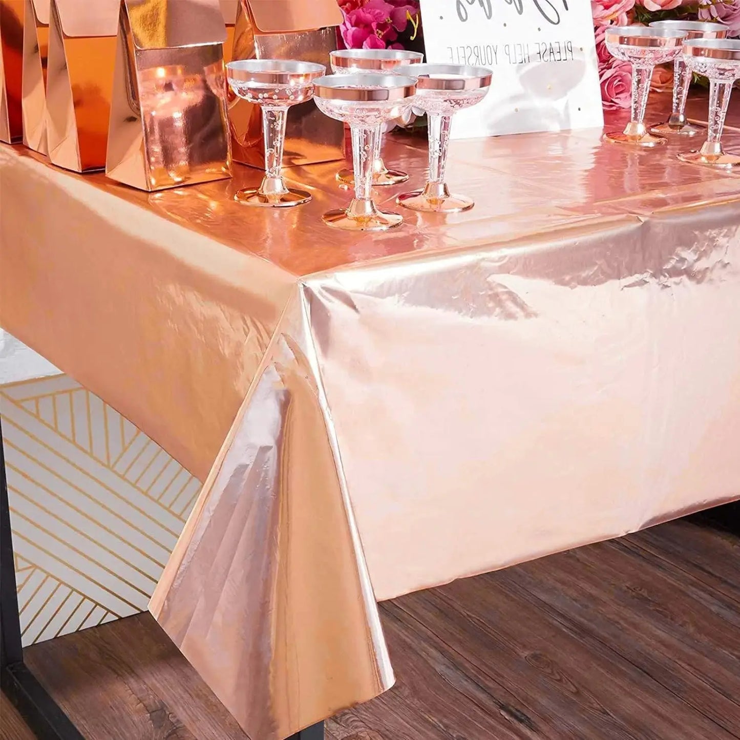 137cm*183cm Rose Gold Sliver Disposable Tablecloth For Birthay Wedding Party Decoration Birthday Partyneeds Home Decor