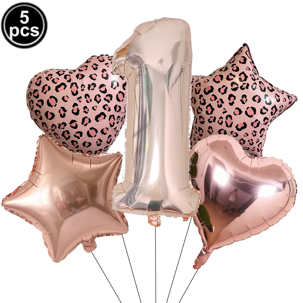 Ballon Chiffre Léopard Rose Gold | Lot de 5 Pièces