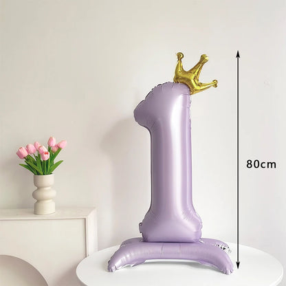 Standing matte purple crown digital aluminum foil balloon is suitable for birthday party interior decoration photo props