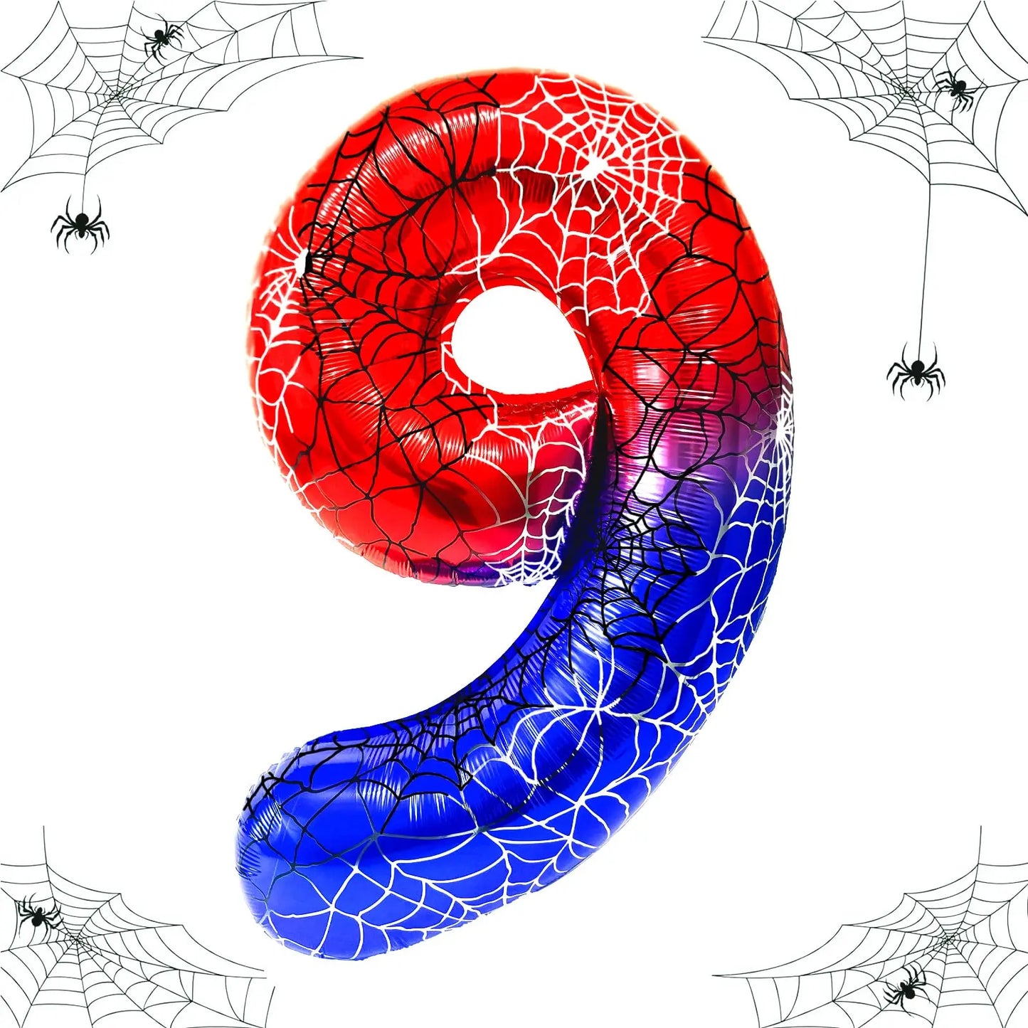 40 Inch Spider Theme Number 0-9 Foil Balloon Large Mylar for Kid Boy Movie Lover Birthday Party Anniversary Decoration Supplies