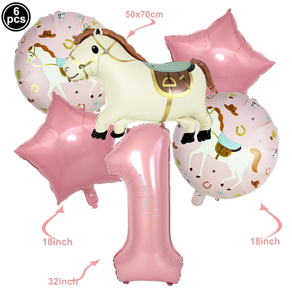 Horse Foil Balloon Set 18inch Horse Pattern Balloon Standing Pony Balloon Set Birthday Racing Horse Party Baby Shower Decoration