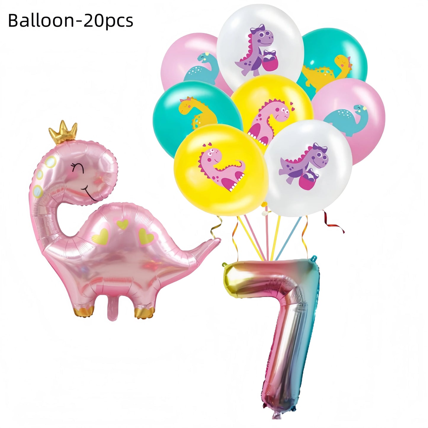 Pink Dinosaur Birthday Party Decorations Tableware Cup Plate Napkin 3D Dinosaur Balloon for Baby ShowerParty Supplies Favors