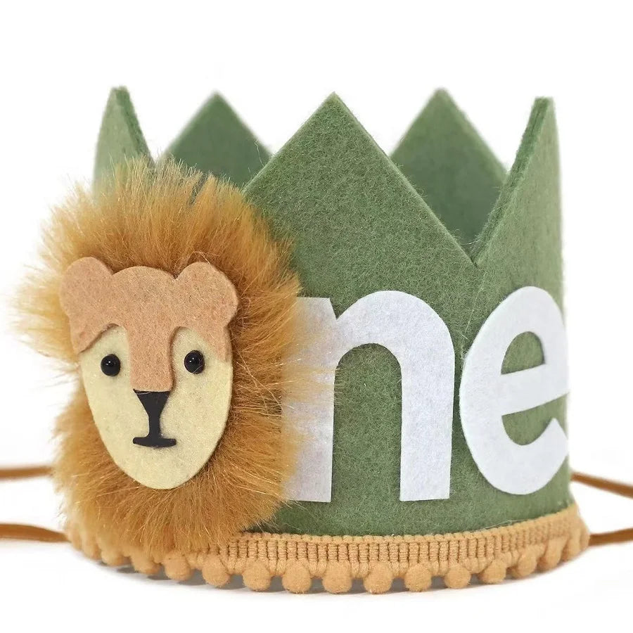 1Pc,Jungle Safari 1st Birthday Crown - Lion First Birthday Hat, Wild One Birthday Decoration, Safari 1st Birthday Decor