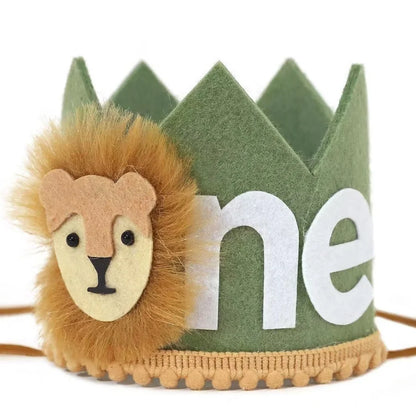 1Pc,Jungle Safari 1st Birthday Crown - Lion First Birthday Hat, Wild One Birthday Decoration, Safari 1st Birthday Decor