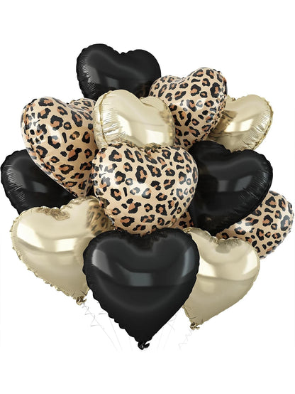 Ballons Cœur Anniversaire Léopard 18 pouces | Lot de 12 pièces