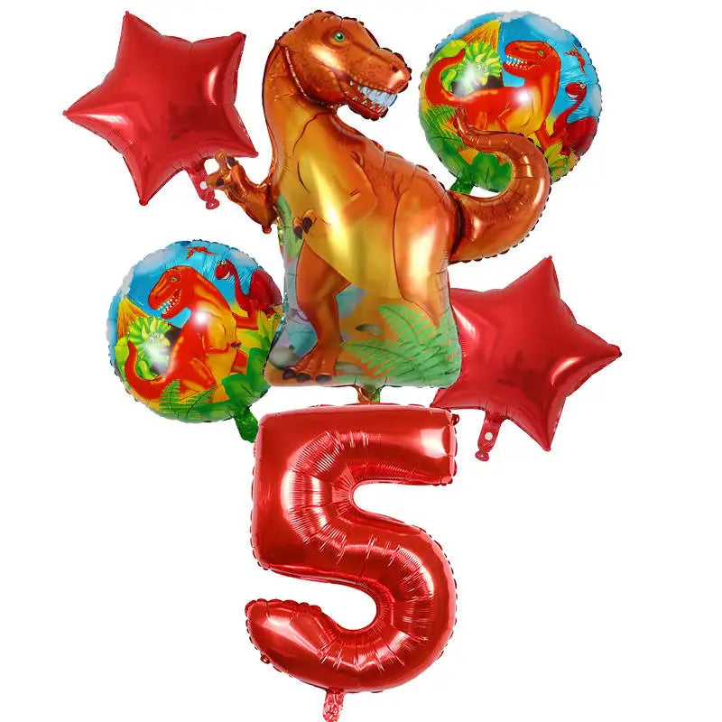 6Pcs Big Dinosaur Foil Balloons Blue Green Number Balloons Dinosaur Party Dino Theme Animal Birthday Party Decoration Kids Toy