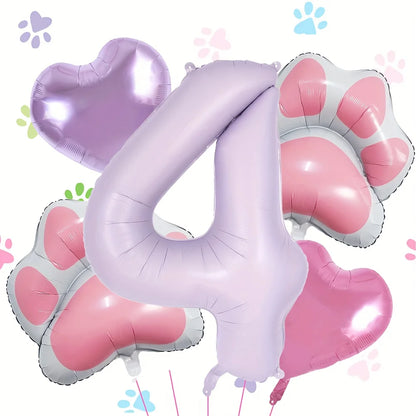 Ballons anniversaire | Patte de chat | Lot de 5 pièces