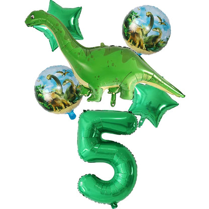 6Pcs Big Dinosaur Foil Balloons Blue Green Number Balloons Dinosaur Party Dino Theme Animal Birthday Party Decoration Kids Toy