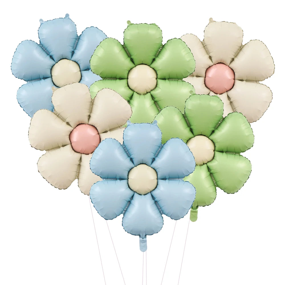 6pcs 50.5x40cm Matt Pink Candy Daisy Balloon Aluminum Foil Balloon Girl Baby Shower Birthday Party Wedding Decoration