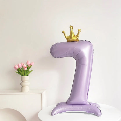 Standing matte purple crown digital aluminum foil balloon is suitable for birthday party interior decoration photo props