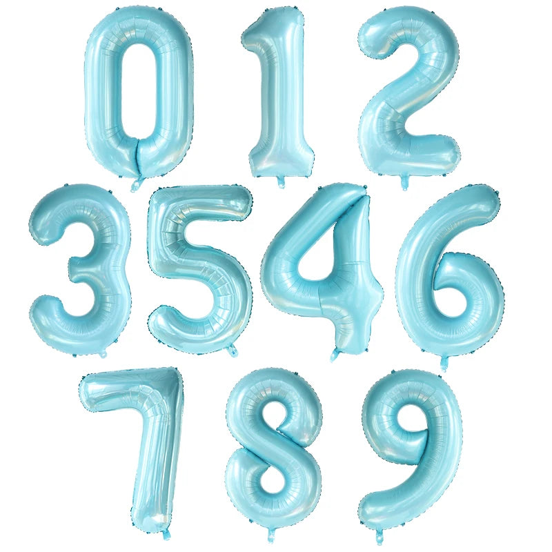 Ballon chiffre | Bleu pâle | 40 pouces | 0 à 9