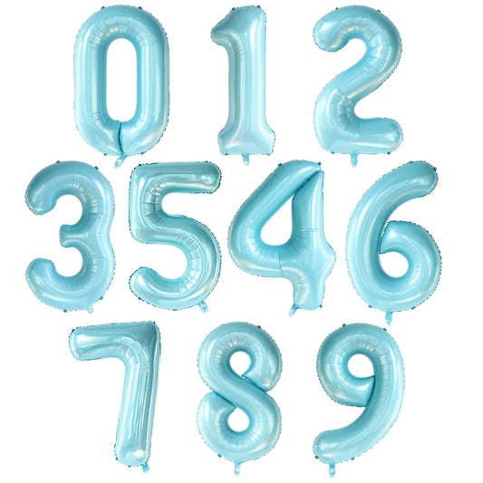 Ballon chiffre | Bleu pâle | 40 pouces | 0 à 9