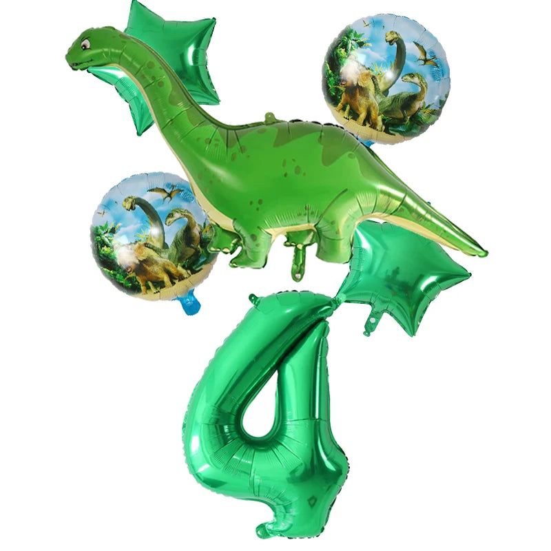 6Pcs Big Dinosaur Foil Balloons Blue Green Number Balloons Dinosaur Party Dino Theme Animal Birthday Party Decoration Kids Toy