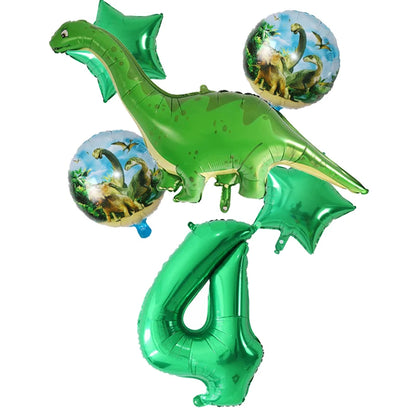 6Pcs Big Dinosaur Foil Balloons Blue Green Number Balloons Dinosaur Party Dino Theme Animal Birthday Party Decoration Kids Toy