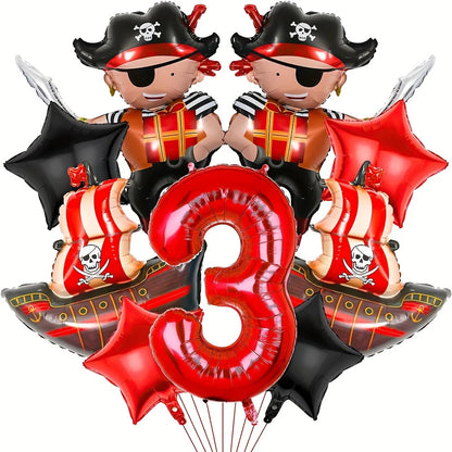 Ballons Anniversaire Pirate | Lot de 9 pièces
