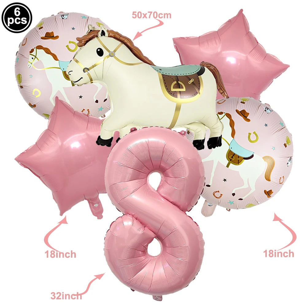 Horse Foil Balloon Set 18inch Horse Pattern Balloon Standing Pony Balloon Set Birthday Racing Horse Party Baby Shower Decoration