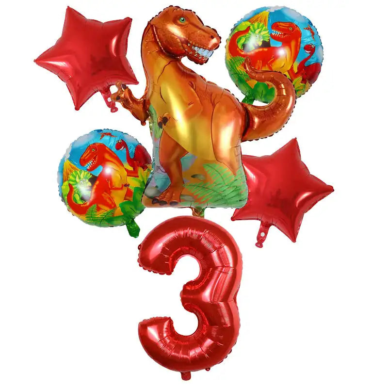 6Pcs Big Dinosaur Foil Balloons Blue Green Number Balloons Dinosaur Party Dino Theme Animal Birthday Party Decoration Kids Toy