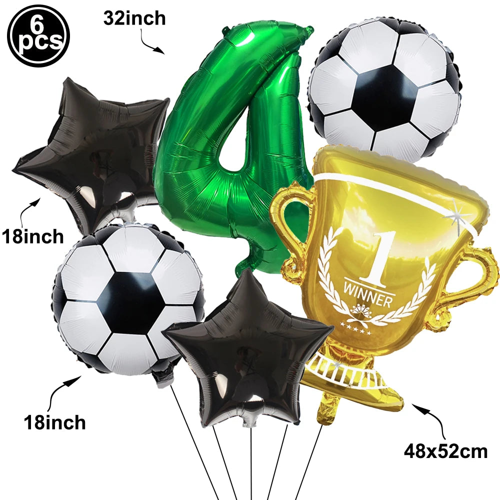 Soccer Birthday Decorations Soccer Ball Gold Trophy Red Blue Number Balloons Set Soccer Sports Theme Boy Birthday Party Decor