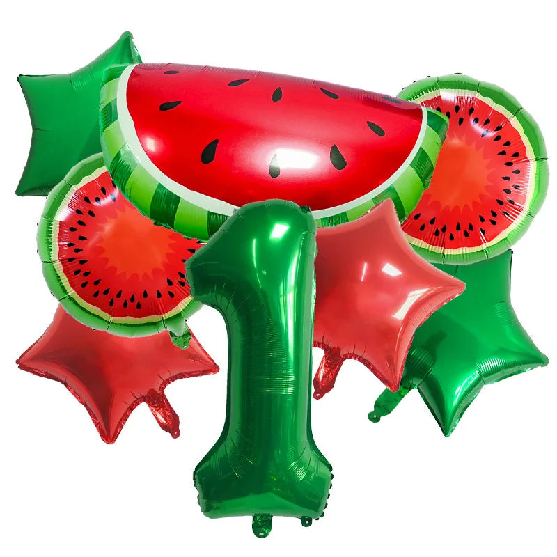 10Pcs New Summer Watermelon  Balloon Birthday Fruit Party Decoration Aluminum Film Balloon Set Party Balloon Decoration