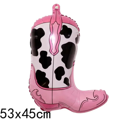 ballon anniversaire botte cowgirl rose dimension