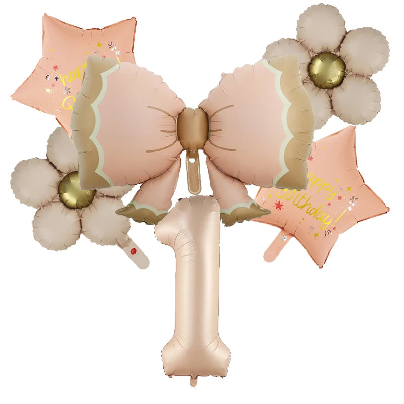 ballon anniversaire boucle etoile fleurs chiffre1