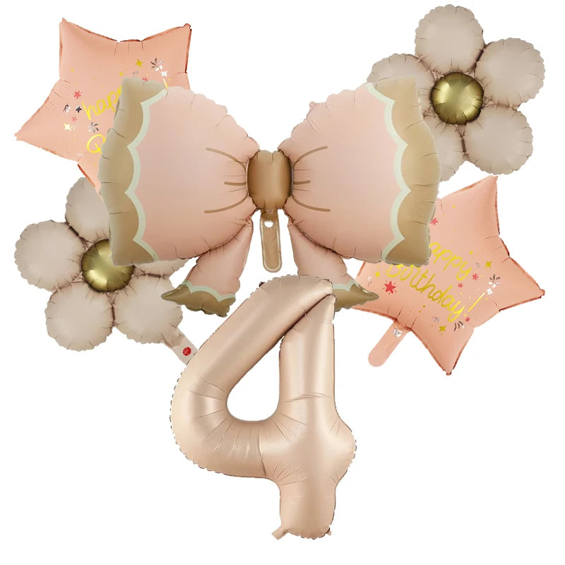 ballon anniversaire boucle etoile fleurs chiffre4