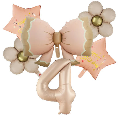 ballon anniversaire boucle etoile fleurs chiffre4