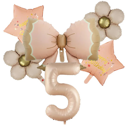 ballon anniversaire boucle etoile fleurs chiffre5