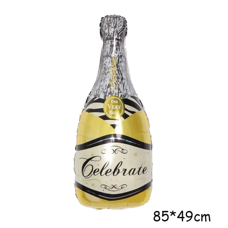 ballon anniversaire bouteille champagne jaune doré