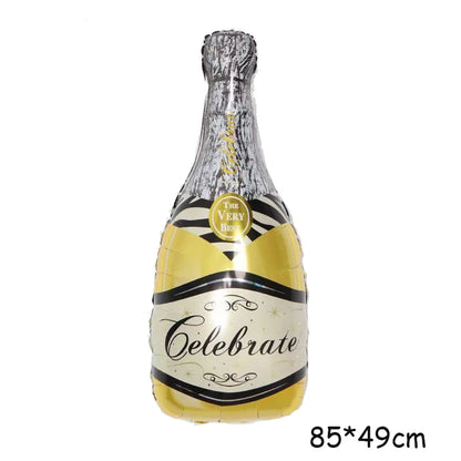 ballon anniversaire bouteille champagne jaune doré
