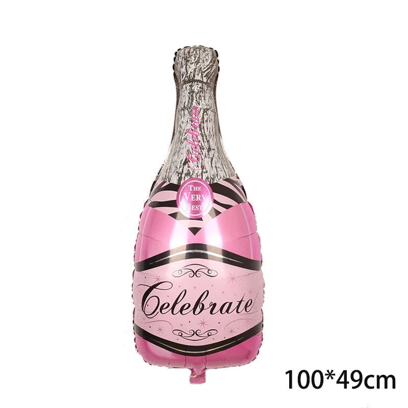 ballon anniversaire bouteille champagne rose fushia