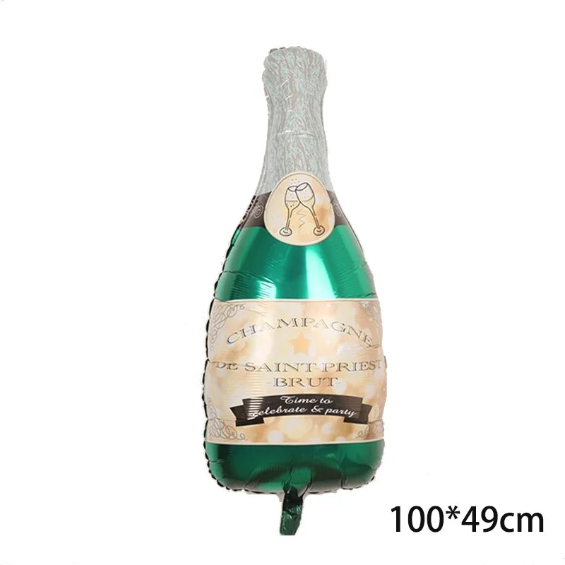 ballon anniversaire bouteille champagne vert emeraud