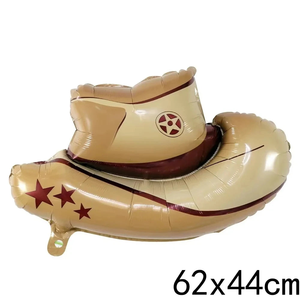 ballon anniversaire chapeau cowboy beige dimension