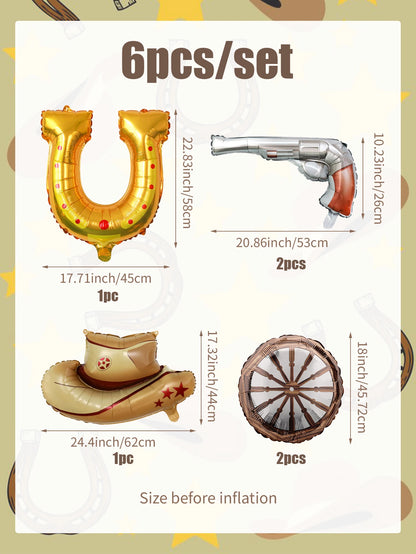 ballon anniversaire chapeau cowboy fer cheval pistolet roue dimension