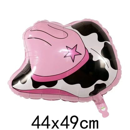 ballon anniversaire chapeau cowgirl rose dimension