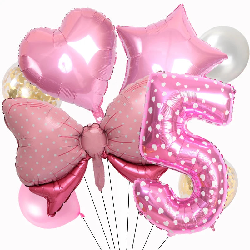 ballon anniversaire chiffre 5 boucle picot coeur etoile