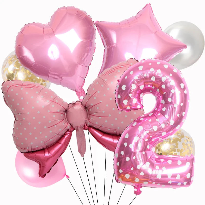 ballon anniversaire chiffre 2 boucle picot coeur etoile