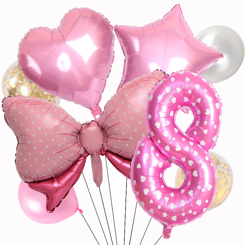 ballon anniversaire chiffre 8 boucle picot coeur etoile