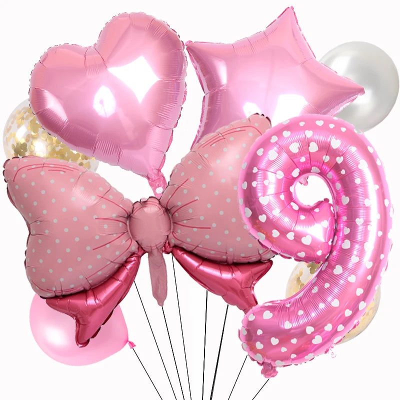 ballon anniversaire chiffre 9 boucle picot coeur etoile