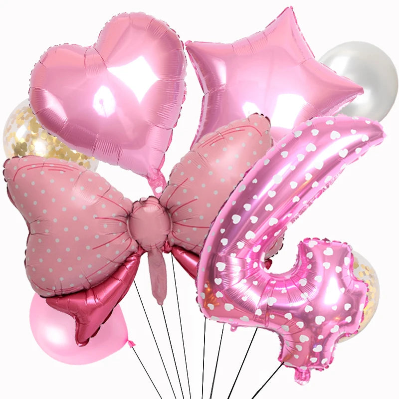 ballon anniversaire chiffre 4 boucle picot coeur etoile
