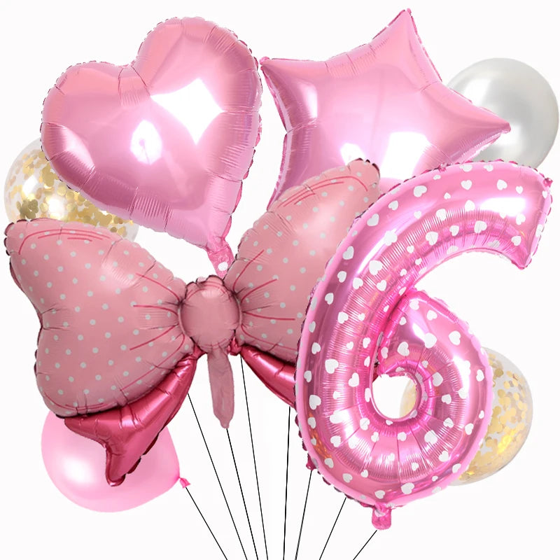 ballon anniversaire chiffre 6 boucle picot coeur etoile