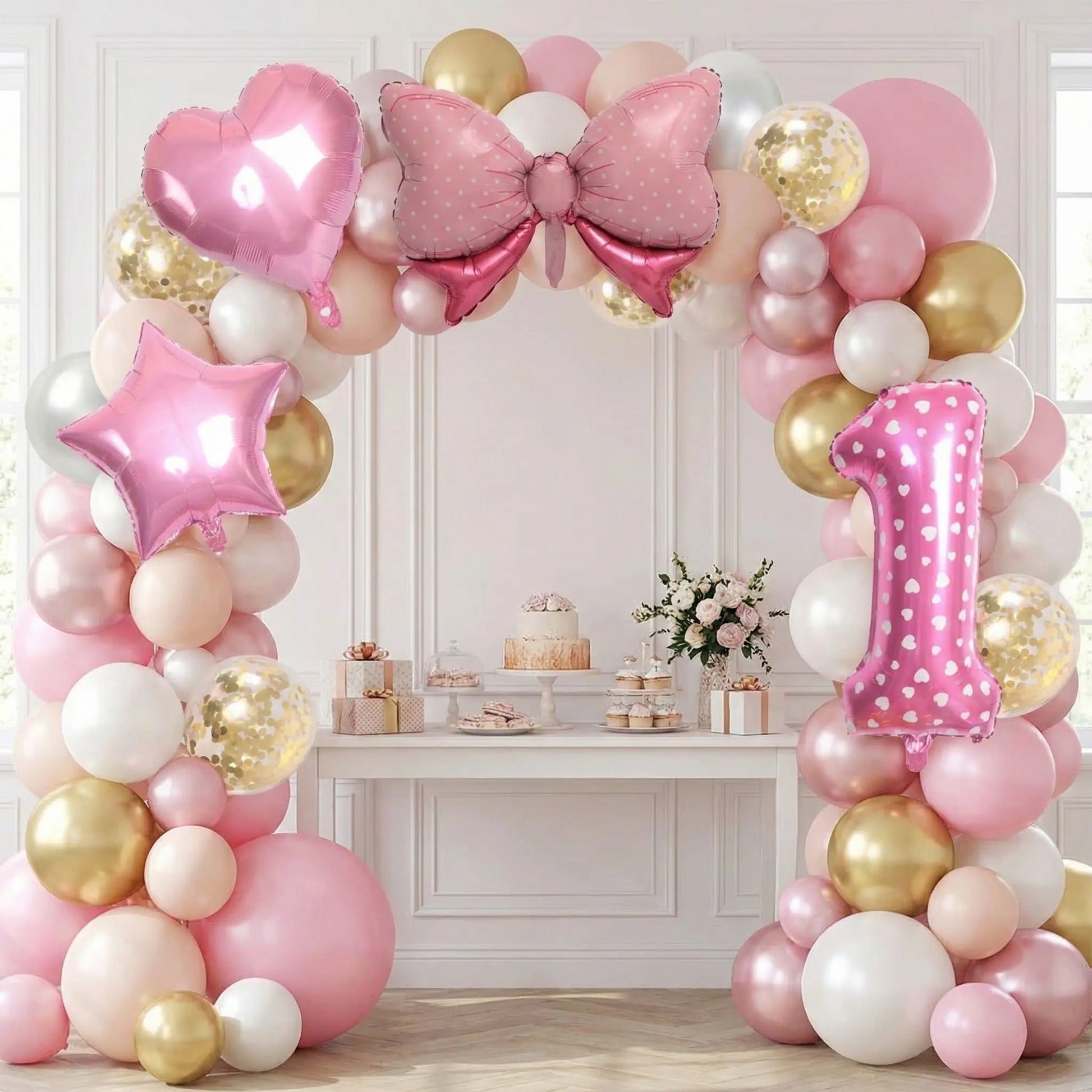 ballon anniversaire chiffre un boucle picot coeur etoile arche ballons gateau fleurs