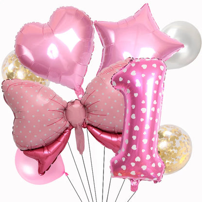 ballon anniversaire chiffre un boucle picot coeur etoile
