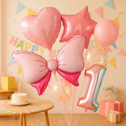 ballon anniversaire chiffre un multicolor boucle fond gateau cadeau