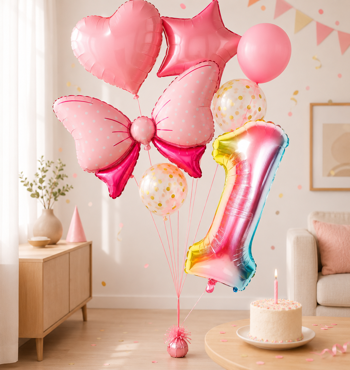 ballon anniversaire chiffre un multicolor boucle helium salon gateau