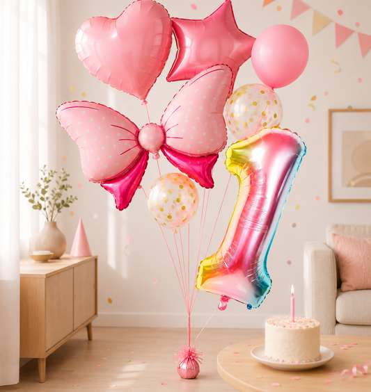 ballon anniversaire chiffre un multicolor boucle helium salon gateau
