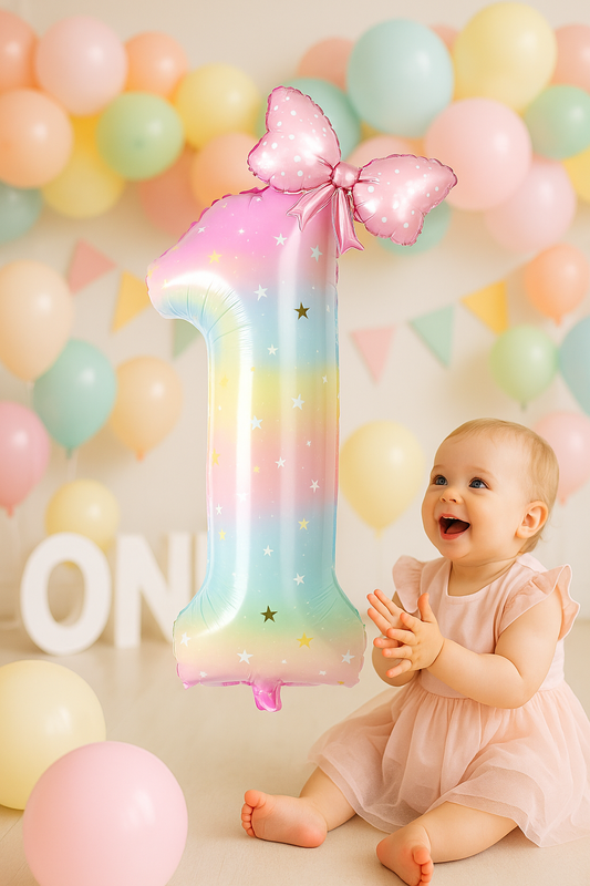 ballon anniversaire chiffre 1 multicolor boucle bebe fille arche ballons